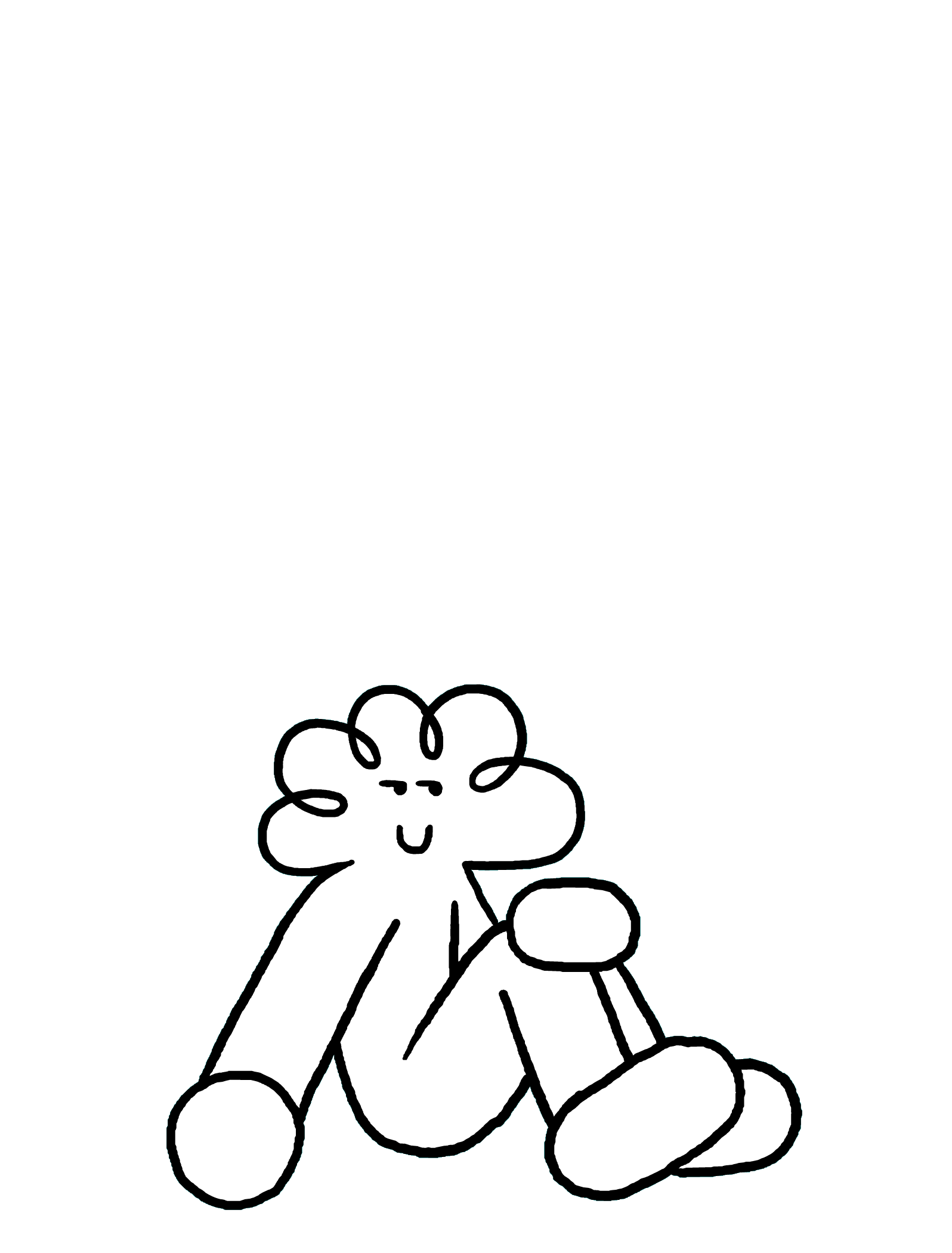 Line animation of person with gum stuck to their shoe