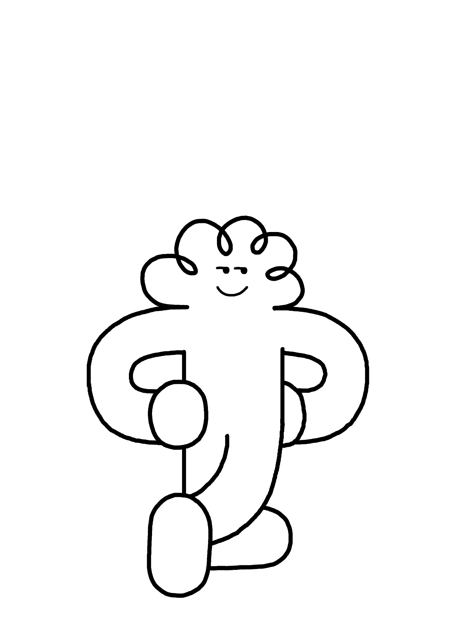 Animated line drawing of a person